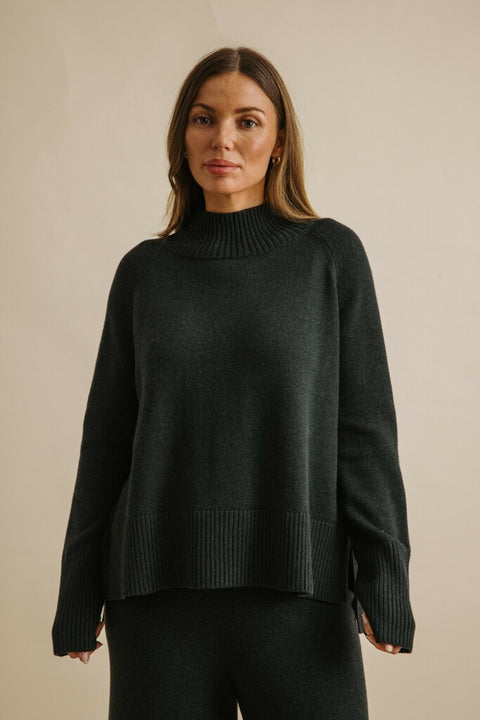 Harmony Mock Neck Pullover in Pine
