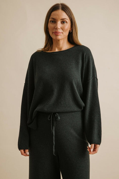 Winter Retreat Merino Cotton Pullover in Pine