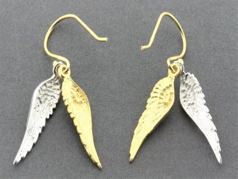 Asherah Wings Earrings 22kt Gold & Stirling Silver