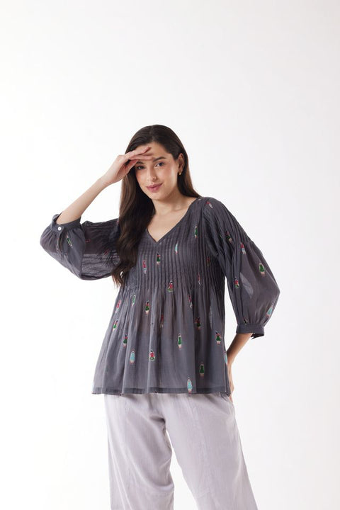 3/4 Sleeve Top in Wandering Folks