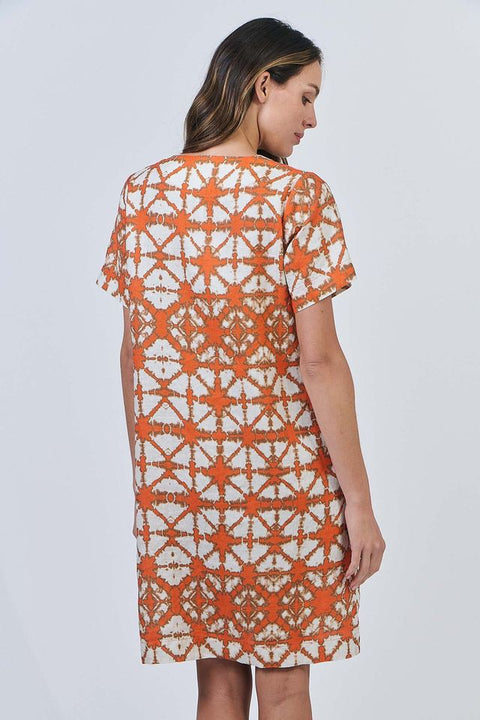 Split V-Neck Short Sleeve Dress in Urchin