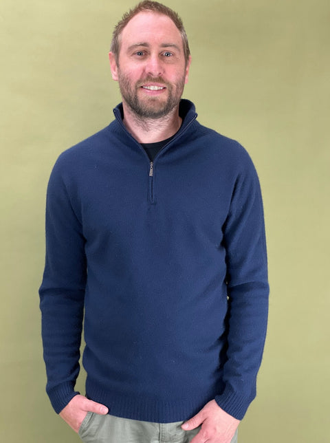Lightweight Half Zip Sweater in Twilight