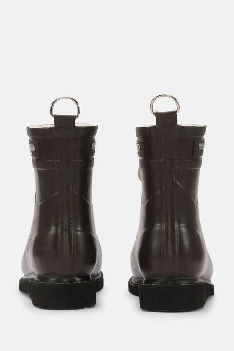 Short Lace-up Rubber Boot in Ganache