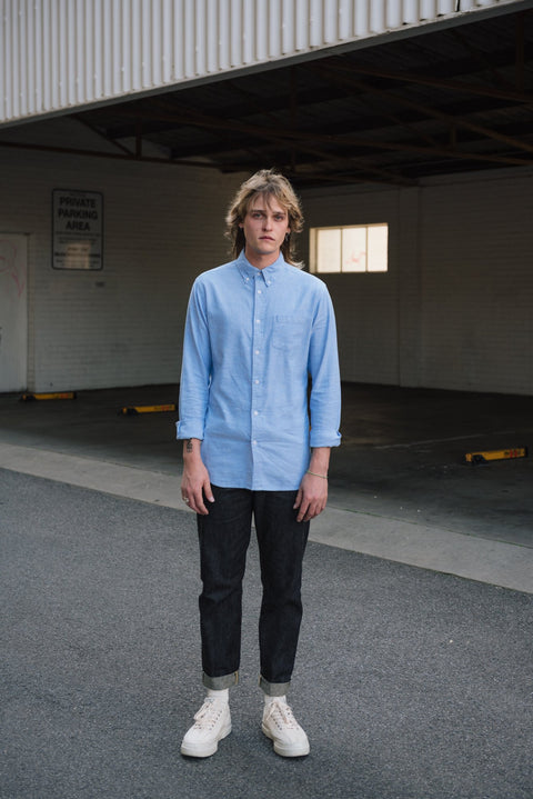 Hemp Australia Hemp & Organic Cotton Chambrey Shirt in Blue