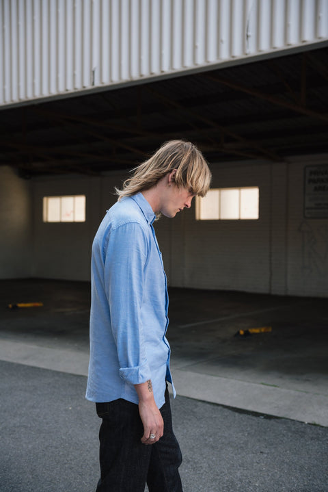 Hemp Australia Hemp & Organic Cotton Chambrey Shirt in Blue