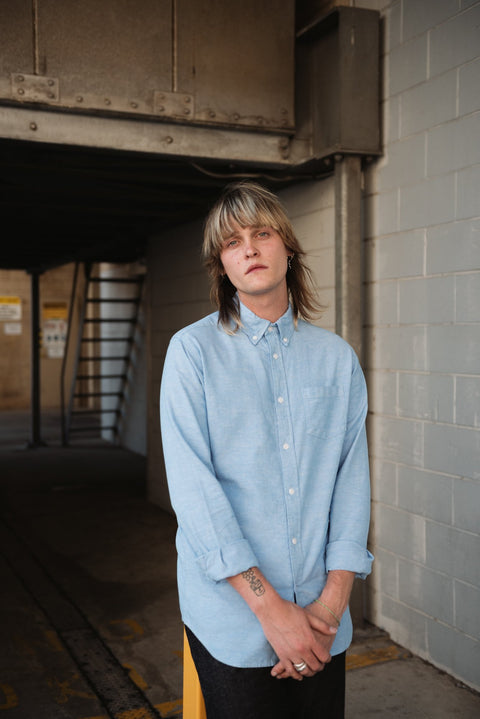 Hemp Australia Hemp & Organic Cotton Chambrey Shirt in Blue