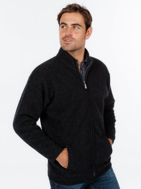 Felted Zip Jacket in Charcoal