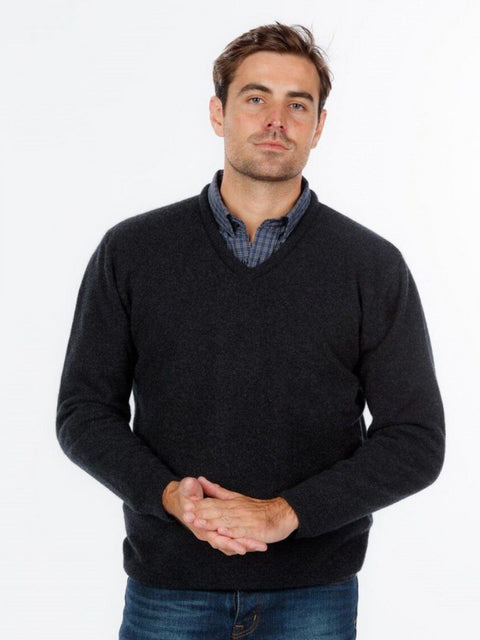 V-Neck Sweater in Charcoal