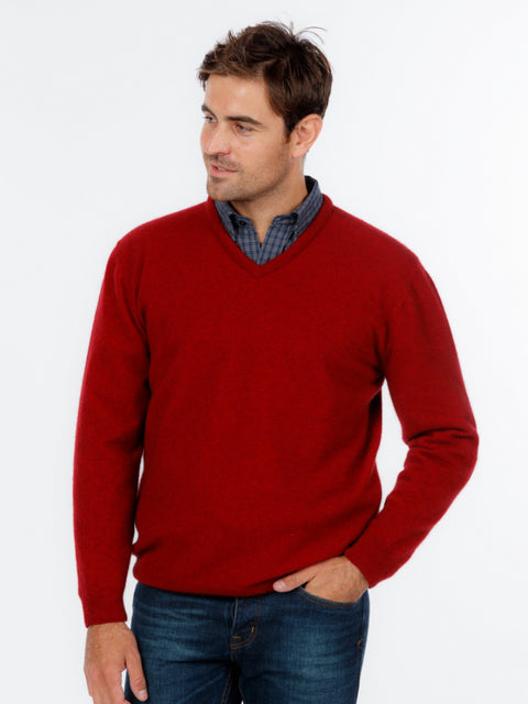 V-Neck Sweater in Red