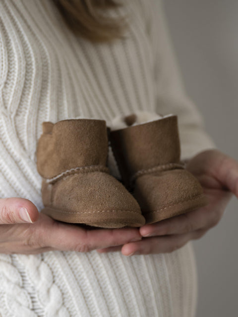 Platinum Baby Sheepskin Booties in Chocolate