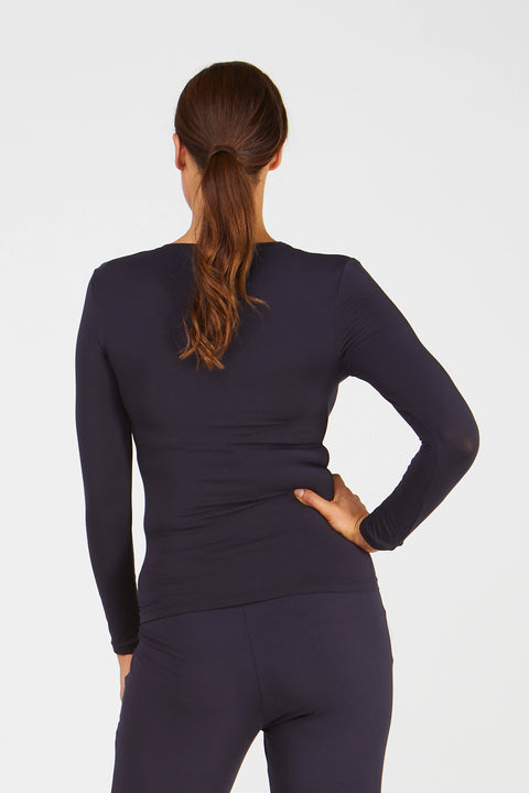 High Neck Long Sleeve in French Navy