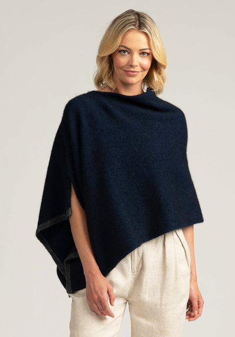 Two Tone Poncho in Various Colours